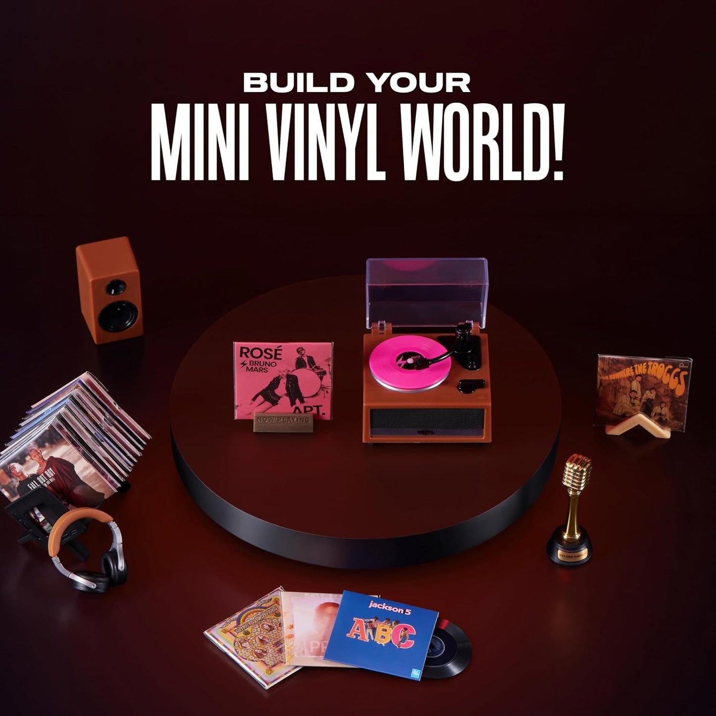 Mini Brands Really Works Vinyl Playset Series 1 by ZURU – Functional Mini Vinyl Record Player with Actual Music Playback, Includes Record & Stand, Collectible Toy for Kids, Gen Z & Adults