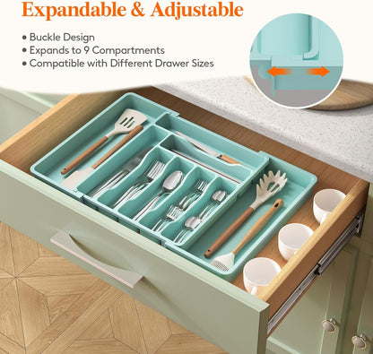 Lifewit Besteck Organizer, erweiterbarer Utensilien Organizer für die Küche, Utensilienhalter, verstellbarer Besteckkasten Schubladen Organizer für Löffel, Messer, Küchen Organizer und Aufbewahrung, Schwarz