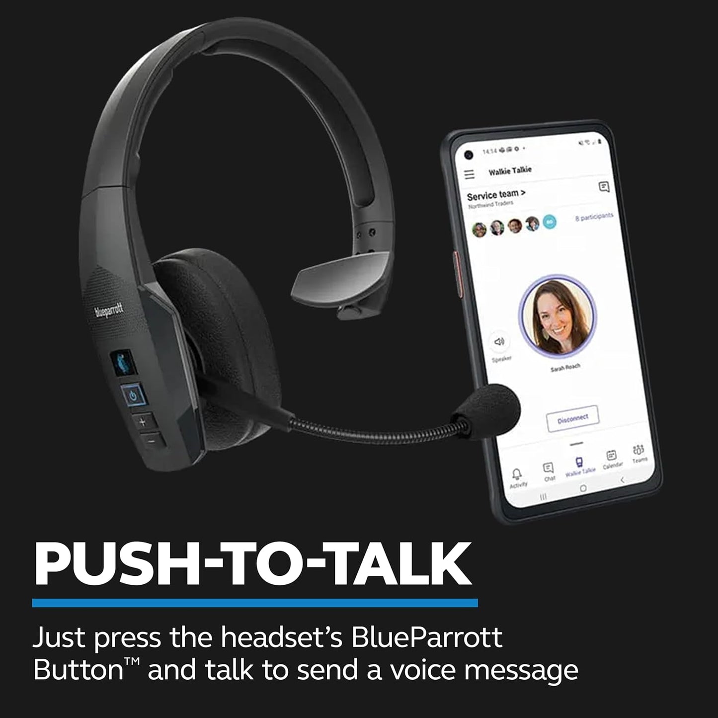 BlueParrott B450-XT Noise Cancelling Bluetooth Headset – Updated Design with Industry Leading Sound & Improved Comfort, Up to 24 Hours of Talk Time, IP54-Rated Wireless Headset,Black