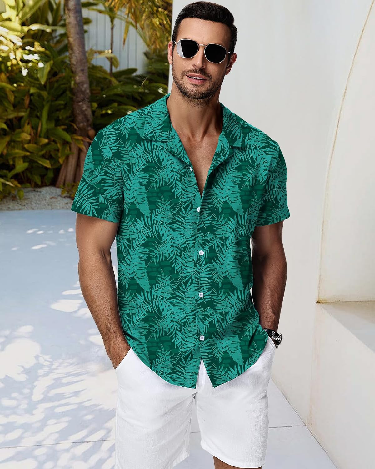 HMIYA Herren Hawaiihemden Kurzarm Button-Up Hemd Herren S-3XL
