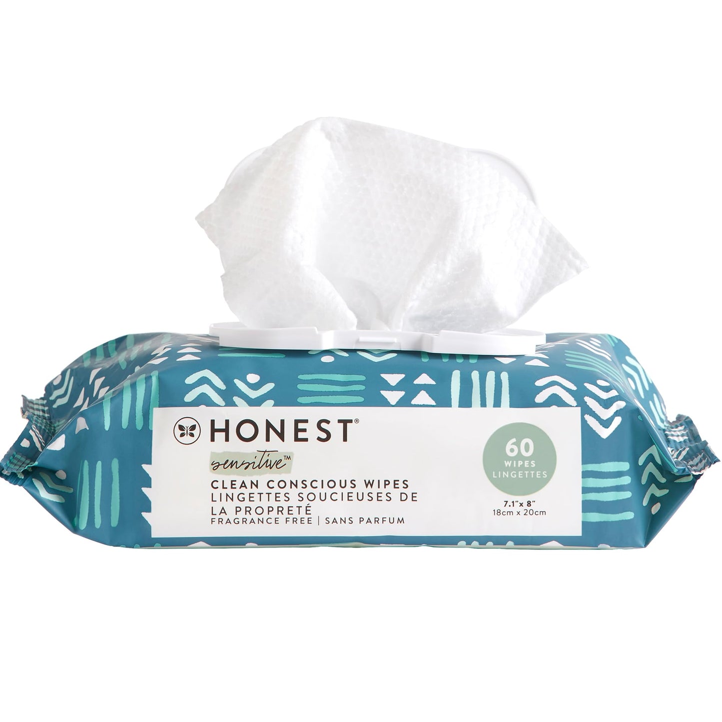 The Honest Company Clean Conscious Unscented Wipes | Over 99% Water, Compostable, Plant-Based, Baby Wipes | Hypoallergenic for Sensitive Skin, EWG Verified | Pattern Play, 576 Count