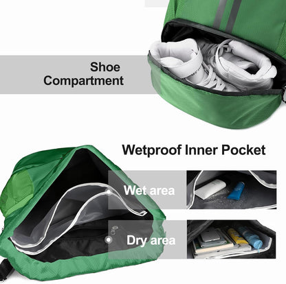 Hoedia Sports-Kordelzugrucksack – Schwimm-Turnbeutel mit Schuhfach und wasserdichter Tasche für Damen und Herren