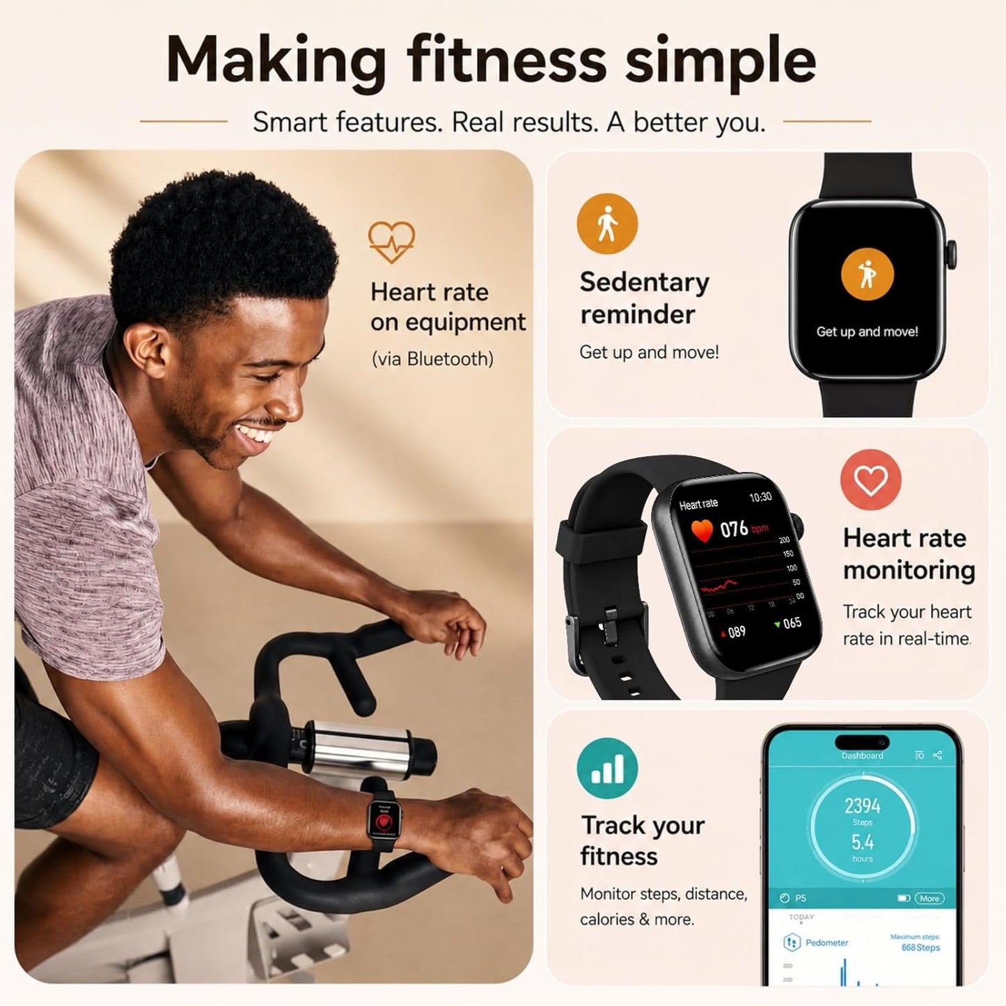 Smart Watch for Men Women, Bluetooth Calling, 1.85" HD Touch Screen Fitness Tracker