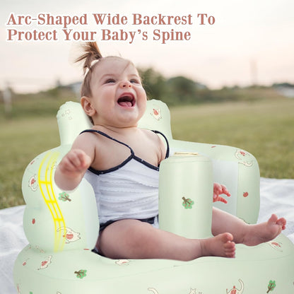 Aufblasbarer Babysitz, aufblasbarer Babystuhl für Babys ab 3 Monaten, aufblasbarer Sommerstuhl mit integrierter Luftpumpe, Baby-Bodensitz zum Sitzenlernen, Spielen, Campen, Orange