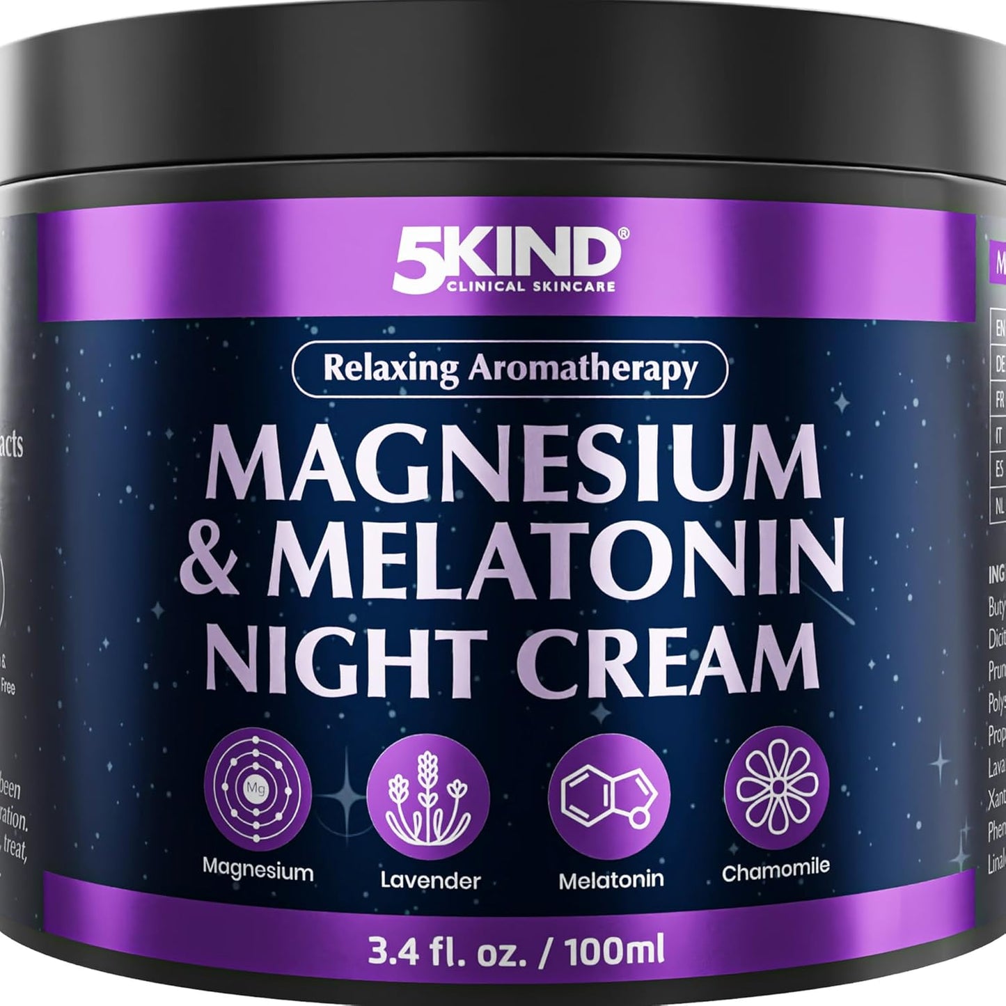 5Kind Melatonin & Magnesium Sleep Cream 3.4 fl oz - Magnesium Lotion for Sleep - Relaxing Lavender & Chamomile Magnesium Cream for Sleep - Infused with Lavender Essential Oils - Natural Sleep Aid
