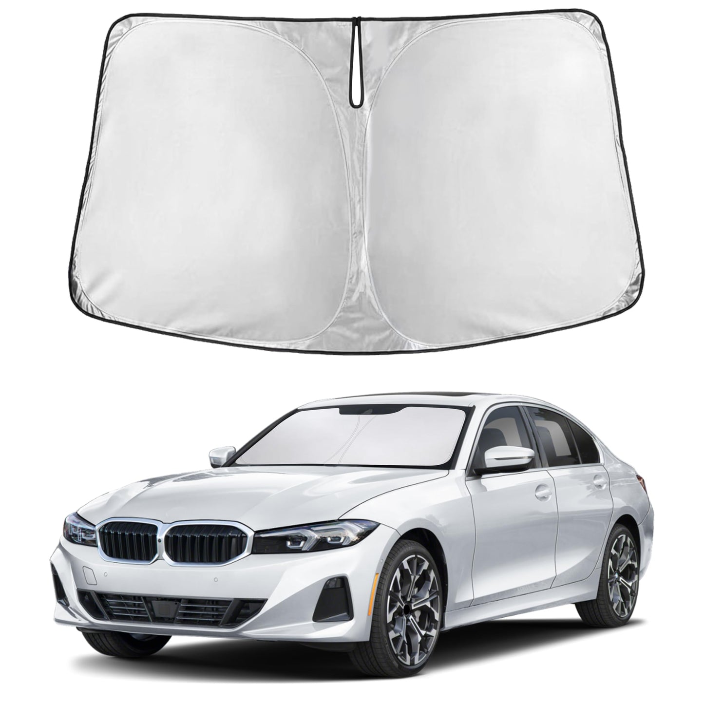 EcoNour Car Windshield Sunshade | Blocks 99% Heat & Keeps Interior Cool | Universal Fits Cars, SUVs, Trucks | Automotive Sun Screen, Visor & Car Accessories for Summer | Medium (64x32 Inches)