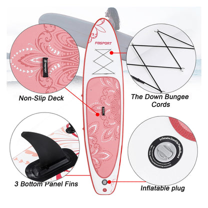 FBSPORT 11' Premium Stand Up Paddle Board, Yoga Board with SUP Accessories & Carry Bag | Wide Stance, Surf Control, Non-Slip Deck, Leash, Paddle and Pump for Youth & Adult
