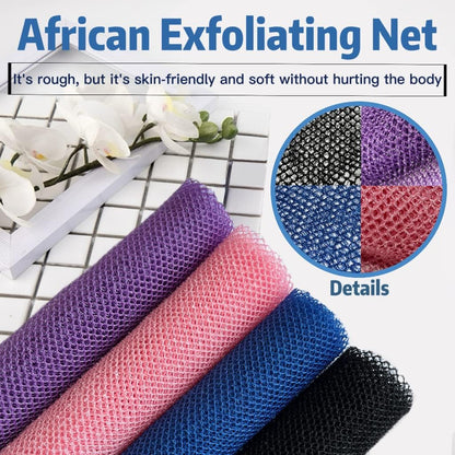 Afrikanisches Peeling-Netz, 4 Stück Afrikanischer Netzschwamm, Nylon Afrikanischer Badeschwamm Netz, Afrikanischer Netz Langnetz Badeschwamm Duschkörperwäscher