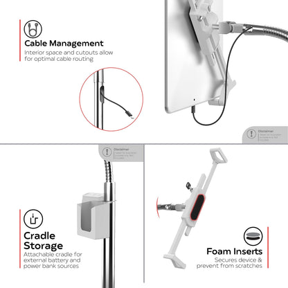 Medical Mobile Stand – CTA Medical Mobile Floor Stand for iPad 7/8/9 Gen 10.2”, 12.9” iPad Pro, 11” iPad Pro, iPad mini, iPad Air 4, Surface Pro X, and Other 7-13" Tablet - White
