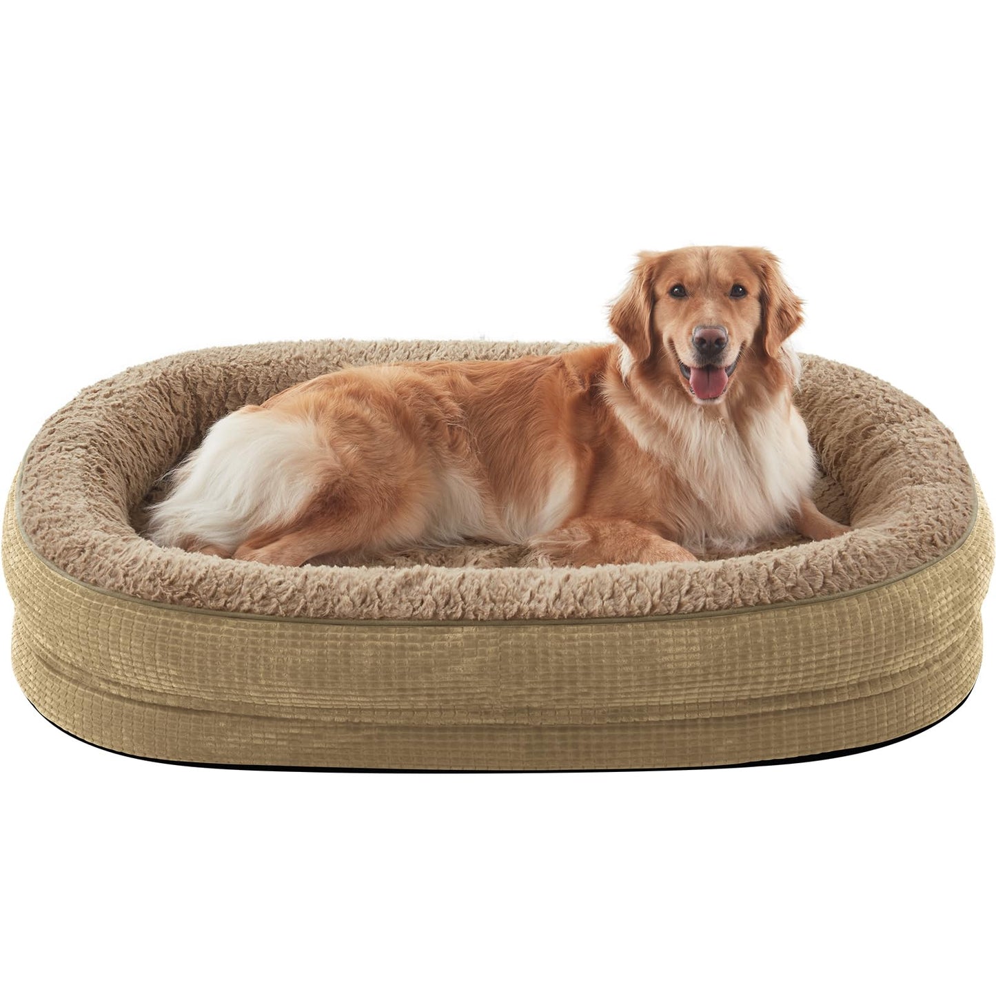 JOEJOY Orthopedic Dog Beds Large Sized Dog, XL Egg-Crate Memory Foam Pet Couch Bed with Bolster Sides, Waterproof Lining, Removable Washable Cover & Non-Slip Bottom, Brown