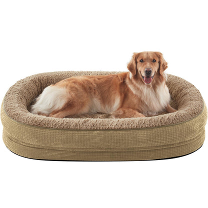JOEJOY Orthopedic Dog Beds Large Sized Dog, XL Egg-Crate Memory Foam Pet Couch Bed with Bolster Sides, Waterproof Lining, Removable Washable Cover & Non-Slip Bottom, Brown
