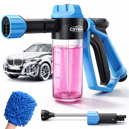 Car Wash Foam Gun for Garden Hose, Foam Cannon Car Wash Kit with Microfiber Wash Mitt, 50% More Water Pressure Nozzle & 3 Spray Modes, Hose Foam Blaster for Cars, Trucks, RV, Motorcycle Cleaning