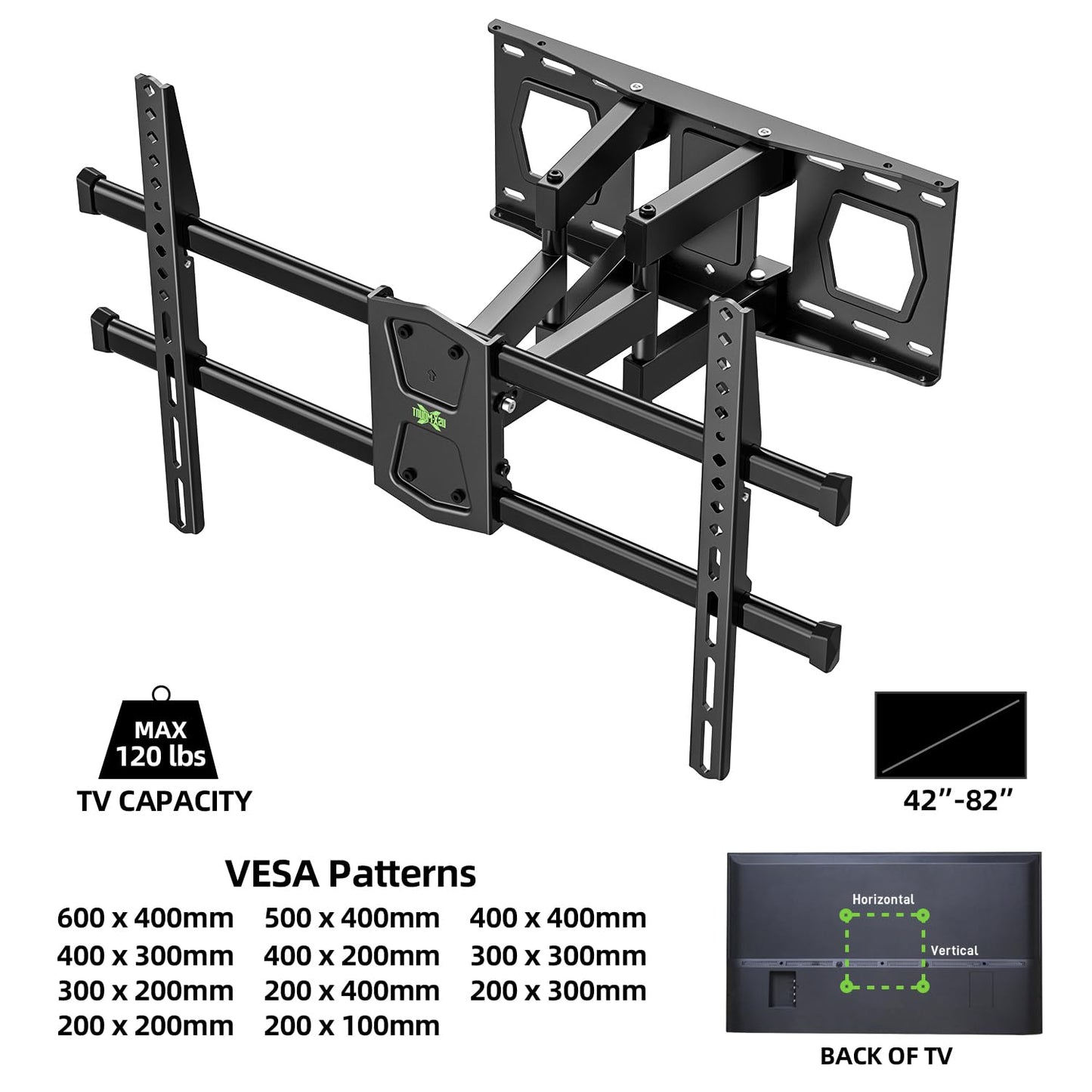 USX MOUNT Swivel TV Wall Mount for 26-60 Inch TVs up to 80 lbs, Single Articulating Arm, Full Motion TV Wall Mount Bracket with Swivel and Tilt, Max VESA 400x400mm