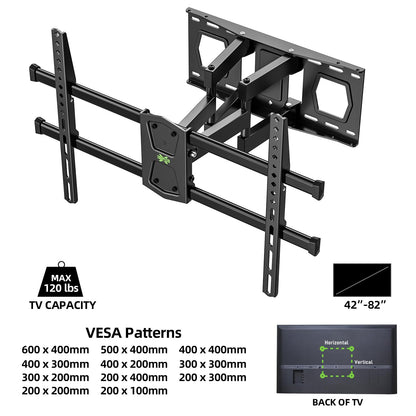 USX MOUNT Swivel TV Wall Mount for 26-60 Inch TVs up to 80 lbs, Single Articulating Arm, Full Motion TV Wall Mount Bracket with Swivel and Tilt, Max VESA 400x400mm