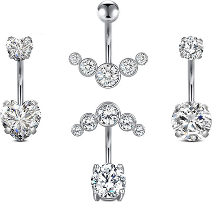 MODRSA Bauchnabelringe Chirurgenstahl Bauchnabelpiercing für Frauen Bauchnabelschmuck Silber Bauchnabelring Diamant
