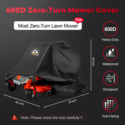 Zettum Riding Lawn Mower Cover - Lawn Tractor Covers Waterproof & Heavy Duty, 600D Outdoor Mower Cover Universal fit with Storage Bag for John Deere, EGO, Toro, Craftsman, Husqvarna, Honda and More
