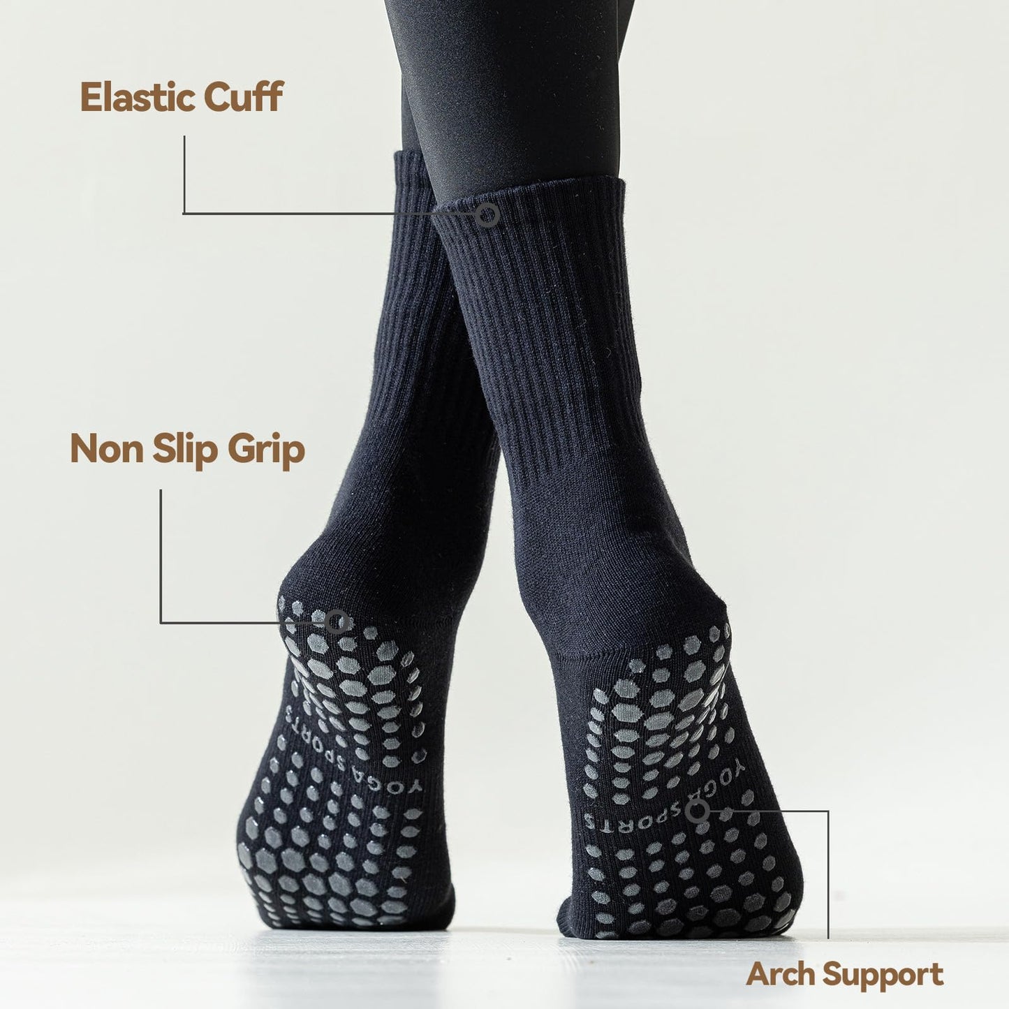 BONANGEL Pilates Socken mit Noppen für Damen, 3 Paar rutschfeste Yoga Ballett Barre Krankenhaus Sport Socken für Damen