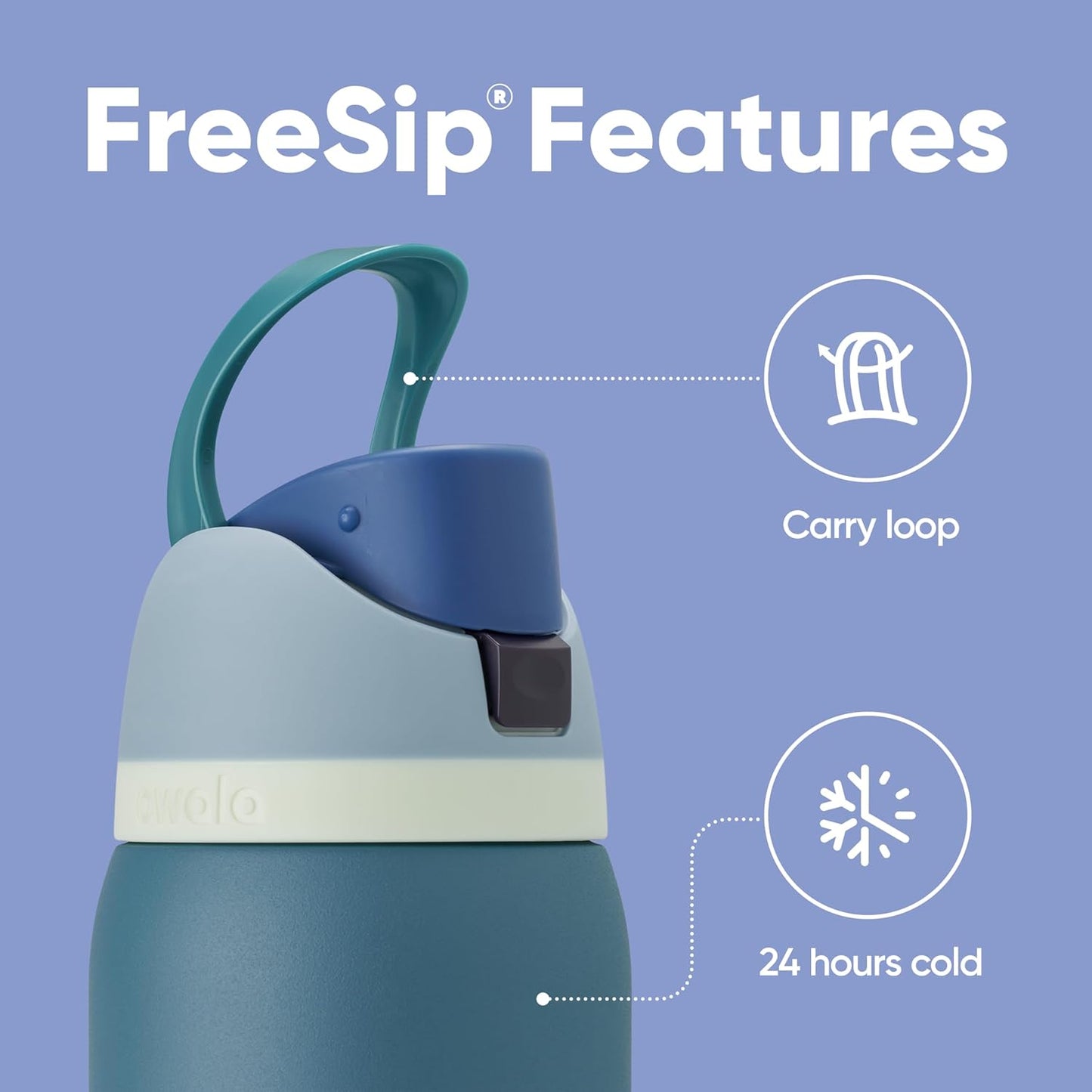 Owala FreeSip Isolierte Edelstahl-Wasserflasche mit Strohhalm für Sport und Reisen, BPA-frei, 710 ml, Shy Marshmallow