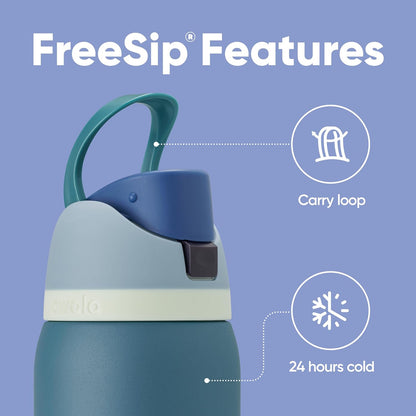 Owala FreeSip Isolierte Edelstahl-Wasserflasche mit Strohhalm für Sport und Reisen, BPA-frei, 710 ml, Shy Marshmallow