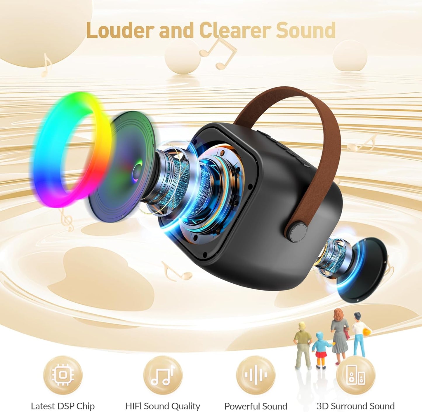 Mini Karaoke Machine for Kids Adults, Portable Bluetooth Speaker with 2 Wireless Microphone, Birthday Gifts for Girls Boys Ages 4, 5, 6, 7, 8, 9, 10, 12+ Years Old (Pinkcolor)