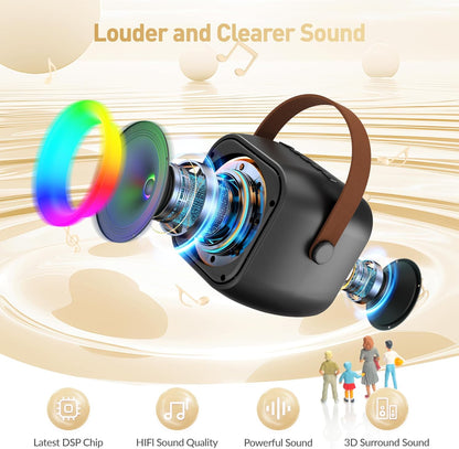 Mini Karaoke Machine for Kids Adults, Portable Bluetooth Speaker with 2 Wireless Microphone, Birthday Gifts for Girls Boys Ages 4, 5, 6, 7, 8, 9, 10, 12+ Years Old (Pinkcolor)