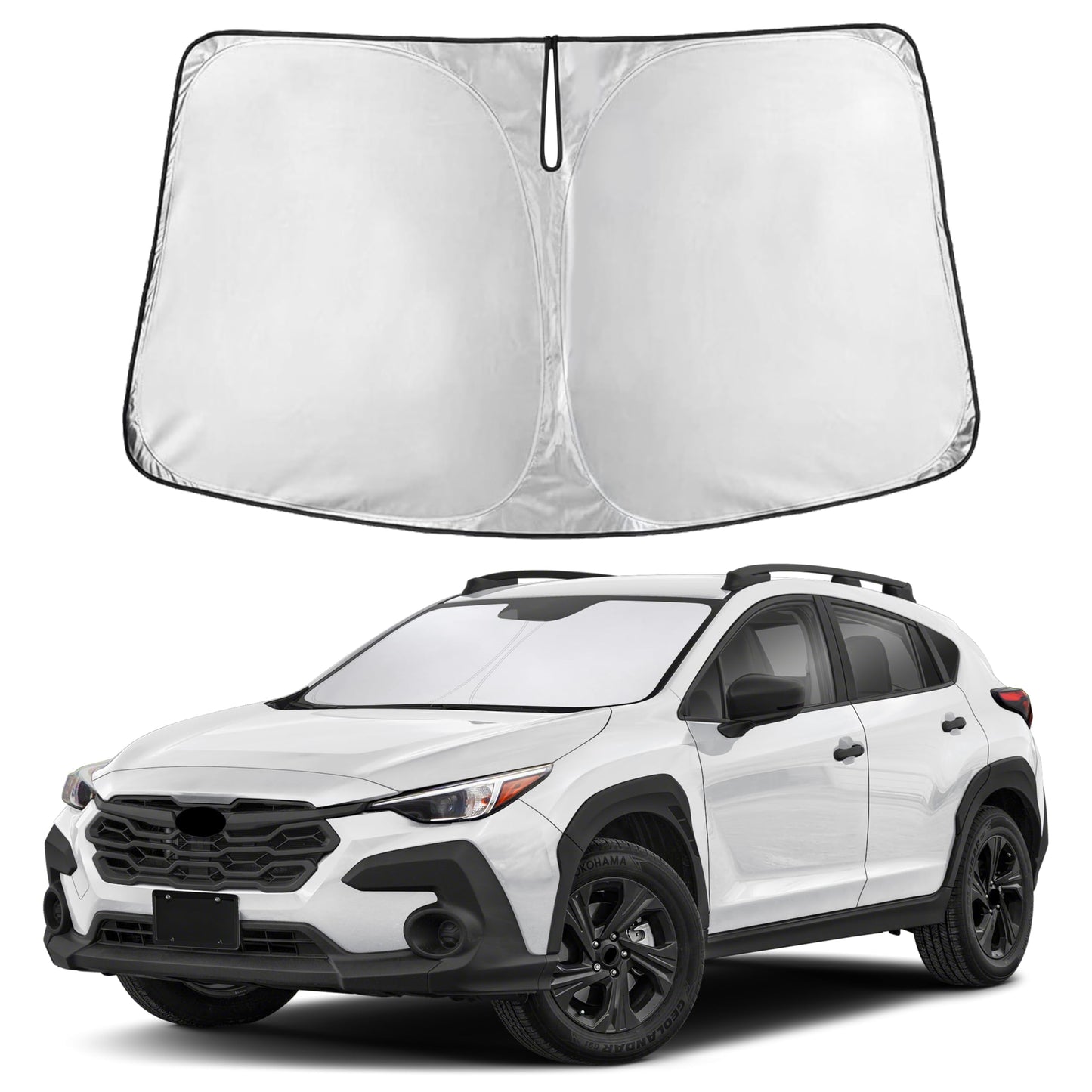 EcoNour Car Windshield Sunshade | Blocks 99% Heat & Keeps Interior Cool | Universal Fits Cars, SUVs, Trucks | Automotive Sun Screen, Visor & Car Accessories for Summer | Medium (64x32 Inches)