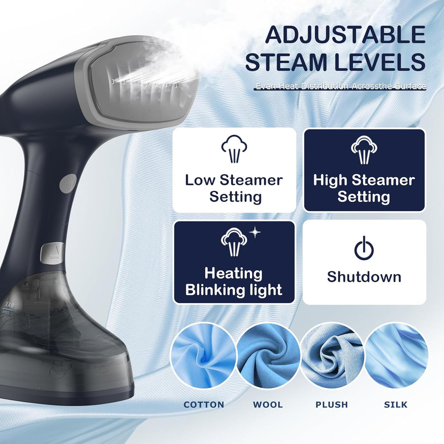 BEAUTURAL 1200-Watt Handheld-Dampfglätter für Kleidung, 30 Sekunden Aufheizzeit, 260 ml Wassertank, Aqua