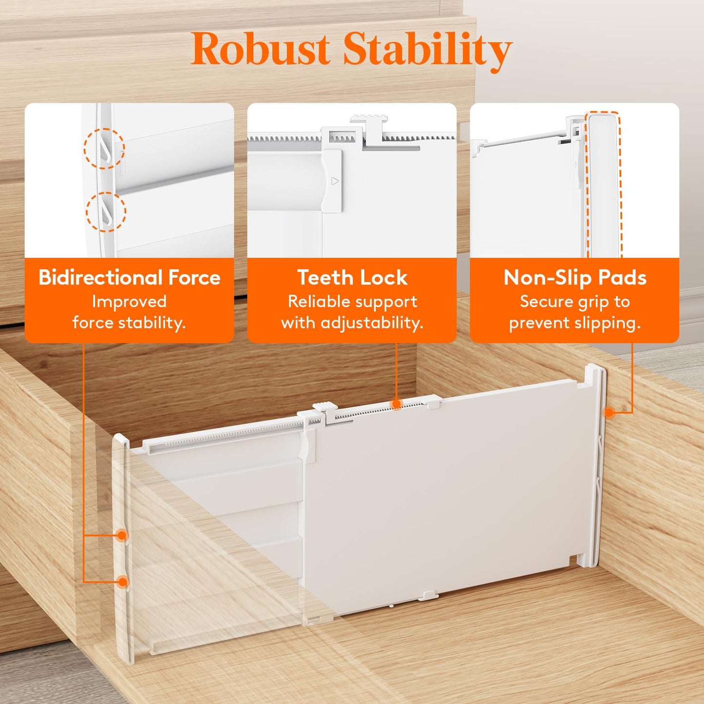 Lifewit 8" Tall 4 Pack Drawer Dividers, 13.8"-22.2" Adjustable Deep Drawer Organizer Clothes, Expandable White Plastic Separators for Dresser, Kitchen, Cabinet, Closet, Office Organization & Storage