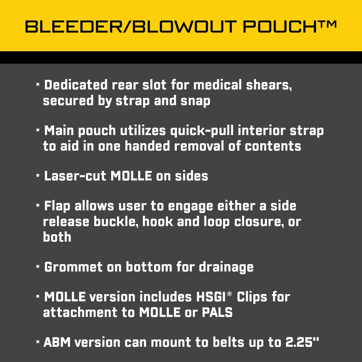 High Speed Gear - Bleeder/Blowout Pouch, Police Gear & Military Gear, Medical MOLLE Pouch for Professionals