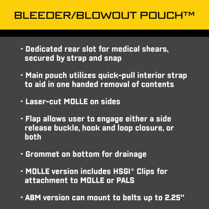 High Speed Gear - Bleeder/Blowout Pouch, Police Gear & Military Gear, Medical MOLLE Pouch for Professionals