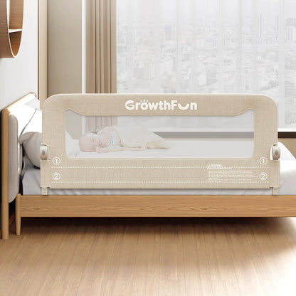 Foldable Bed Rail for Toddlers, 71in Reinforced Carbon Steel Frame&Connectors, Breathable Cationic Fabric - Safety Toddler Bed Rails for Queen, King, Twin, Full, No-Tool Setup.