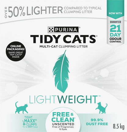 Tidy Cats Free & Clean Katzenstreu, Leicht Ungeduftet Mehrkatzenhaushalt - 5,44 kg Box
