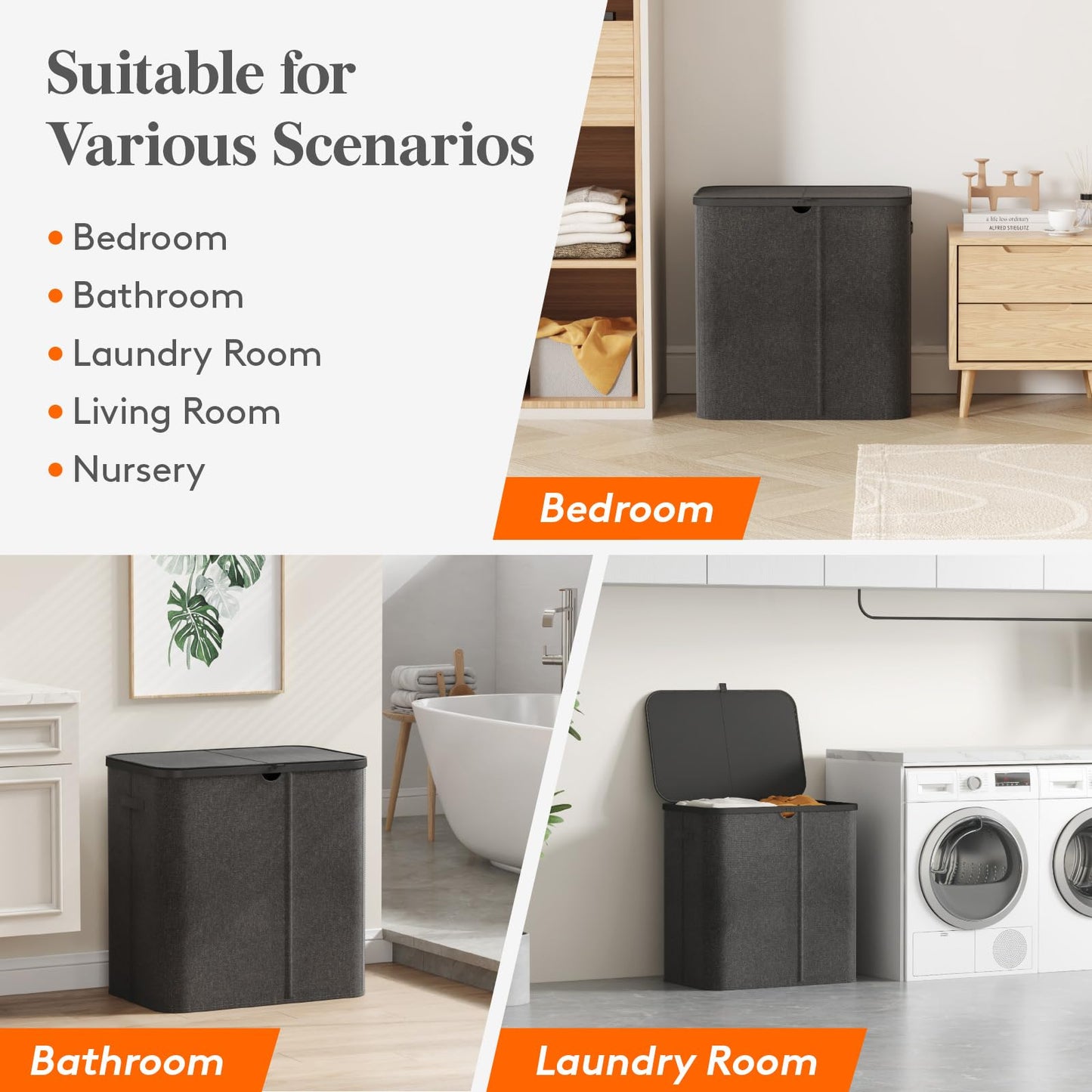 Lifewit 105L Large Laundry Basket with Lid, Laundry Hamper with Plastic Handles and Removable Bag, Foldable Tall Dirty Clothes Hampers for Laundry for Laundry Room, Bedroom, Bathroom, Dorm, Beige