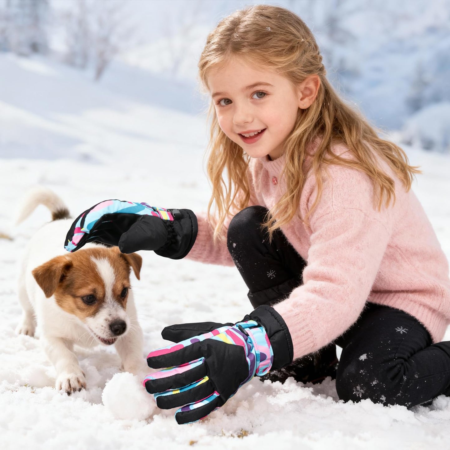 ThxToms Kinder Winterhandschuhe Wasserdichte Ski-Snowboardhandschuhe für Outdoor-Sportarten, Jungen und Mädchen Kaltwetter-Fahrradhandschuhe
