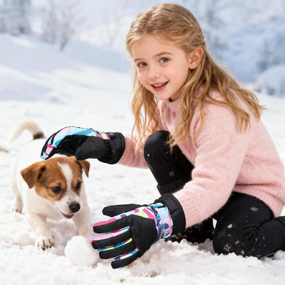 ThxToms Kinder Winterhandschuhe Wasserdichte Ski-Snowboardhandschuhe für Outdoor-Sportarten, Jungen und Mädchen Kaltwetter-Fahrradhandschuhe