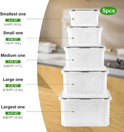 5 PCS Large Fruit Containers for Fridge - Freshmage