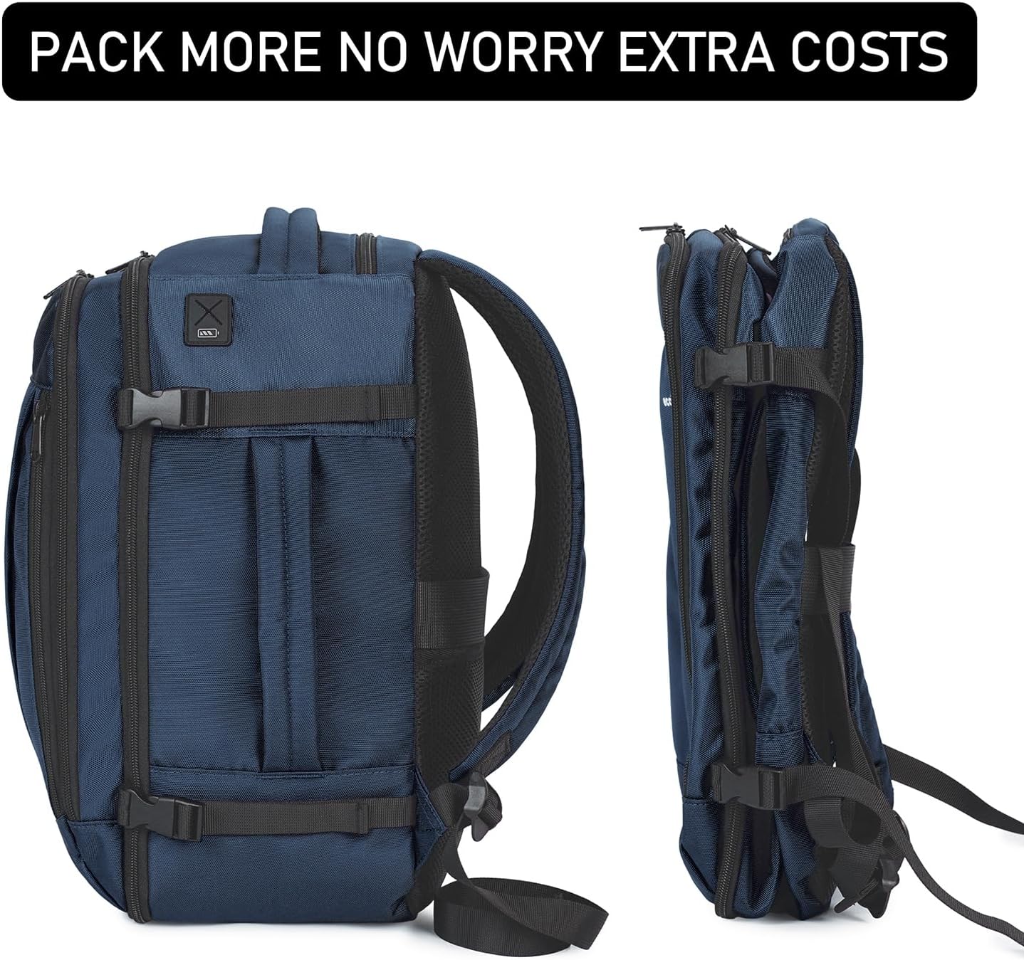 ECOHUB 16'' Reise-Rucksack Handgepäck Unterseat-Rucksack Persönlicher Gegenstand Flugzeug-Reisetasche mit 13 Taschen Handgepäck Flaschenhalter USB-Ladeanschluss Casual Daypack für Frauen Männer Schwarz