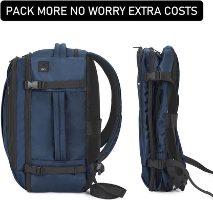 ECOHUB 16'' Reise-Rucksack Handgepäck Unterseat-Rucksack Persönlicher Gegenstand Flugzeug-Reisetasche mit 13 Taschen Handgepäck Flaschenhalter USB-Ladeanschluss Casual Daypack für Frauen Männer Schwarz