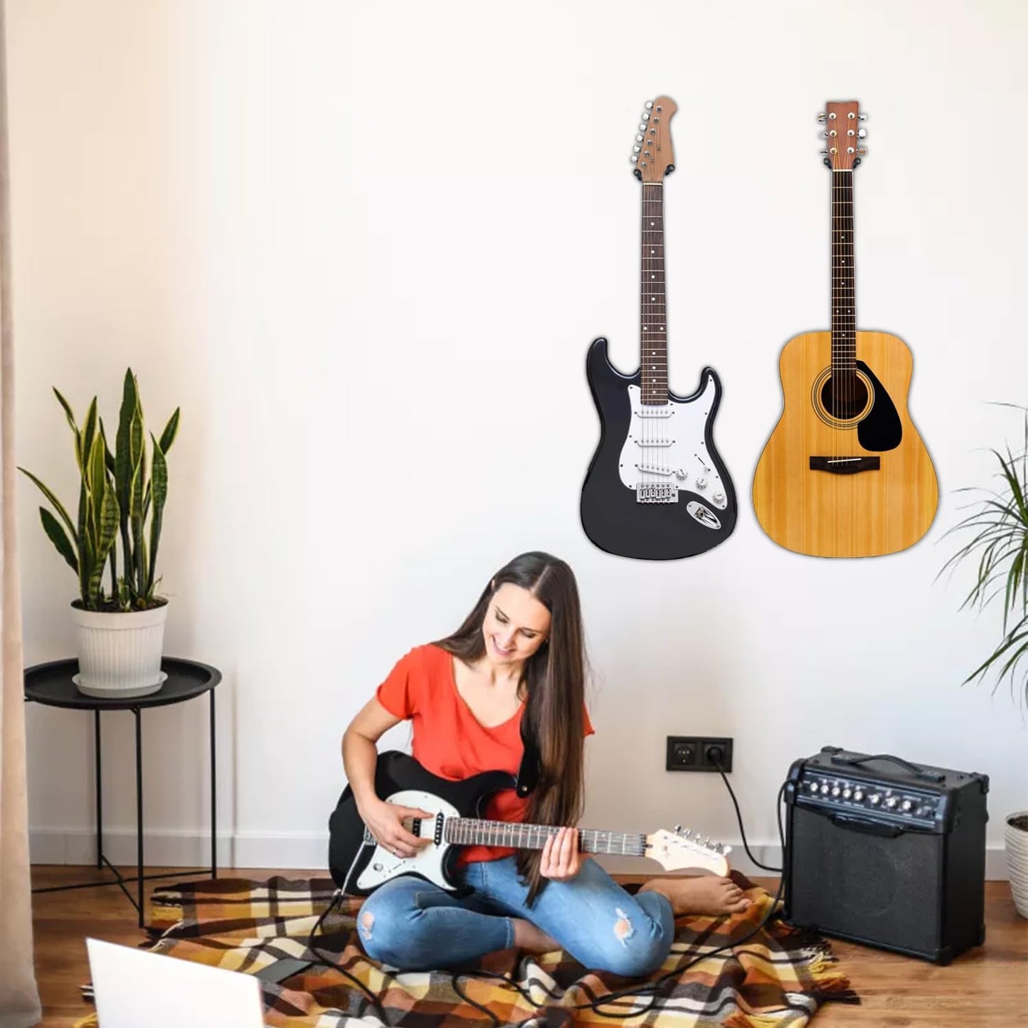 Gitarren-Wandhalterung, 2er-Pack, Gitarrenbügel aus schwarzem Nussbaumholz, U-förmige Gitarren-Wandhalterung, Gitarrenhalter-Hakenständer für Akustik-, E-Gitarre, Banjo,, Bass, Geschenk für Gitarristen, Männer, Jungen