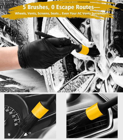 YeewayVeh Autowaschbürste mit langem Stiel, Auto Waschlappen mit 2 austauschbaren Mikrofaserköpfen, Mikrofasereinigungszubehör mit 15° gekrümmtem Verlängerungsstiel Waschset für Wohnmobil LKW Camper, Gelb