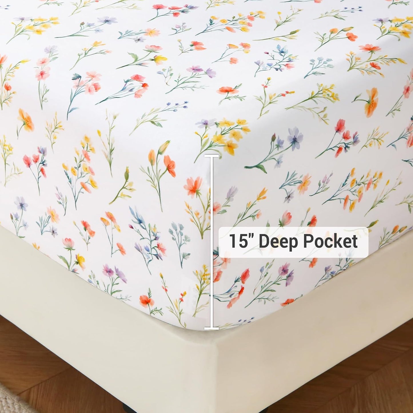 Viviland Floral Queen Sheet Set - A Cozy Addition to Your Bedroom