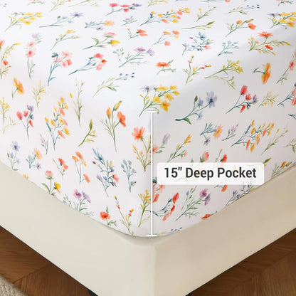 Viviland Floral Queen Sheet Set - A Cozy Addition to Your Bedroom