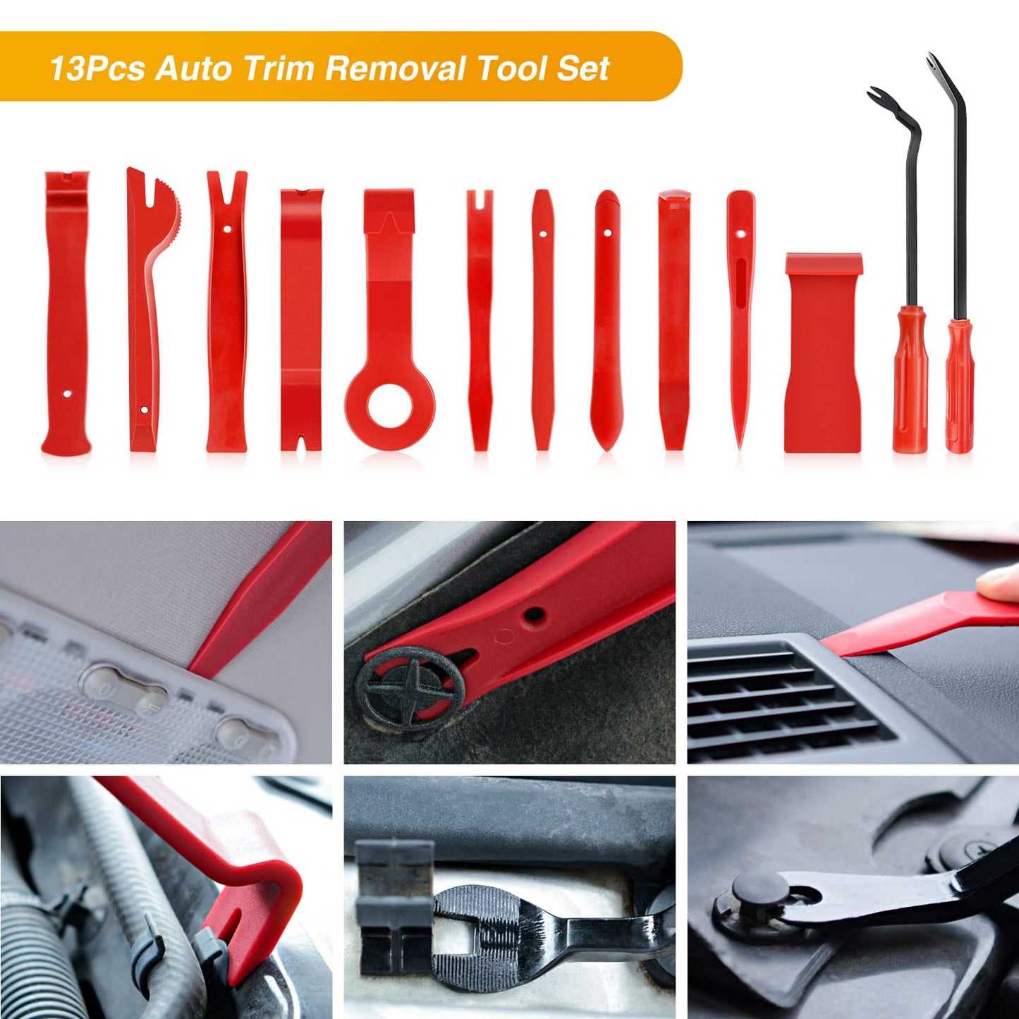 GOOACC 5PCS Auto Trim Removal Tool Kit No-Scratch Pry Tool Kit for Car Door Clip Panel & Audio Dashboard Dismantle -5PCS