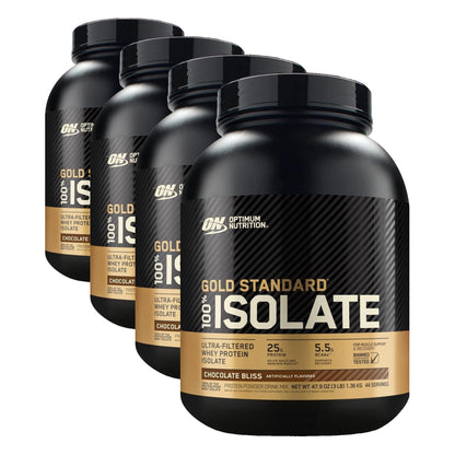 Optimum Nutrition Gold Standard 100% Isolate, Protein Powder, Chocolate Bliss, 3 Pounds, 44 Servings. Whey Protein Isolate (Packaging May Vary) (Pack of 4)