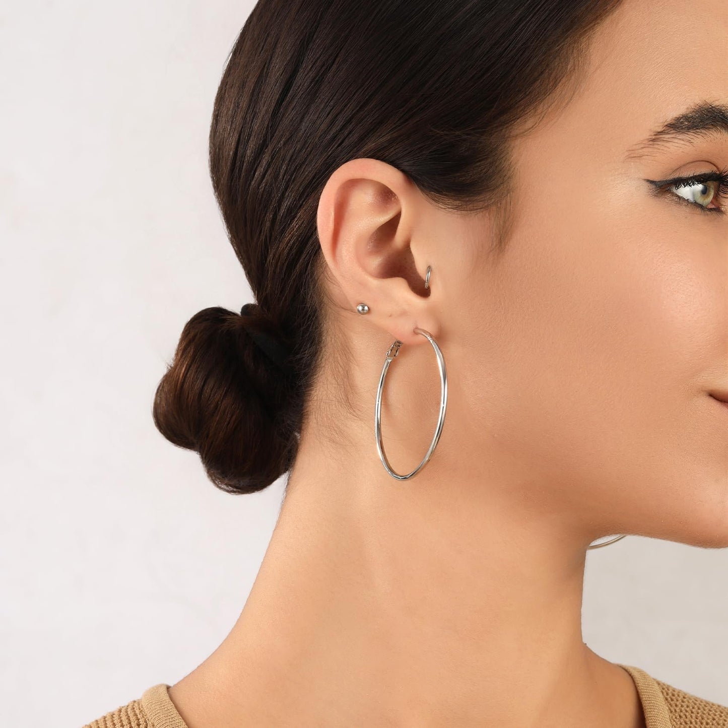 Große Gold Creolen für Frauen, Hypoallergene Dünne Gold Creolen, Sterling Silber Creolen für Damen, Extra Große, Mittelgroße, Große Creolen