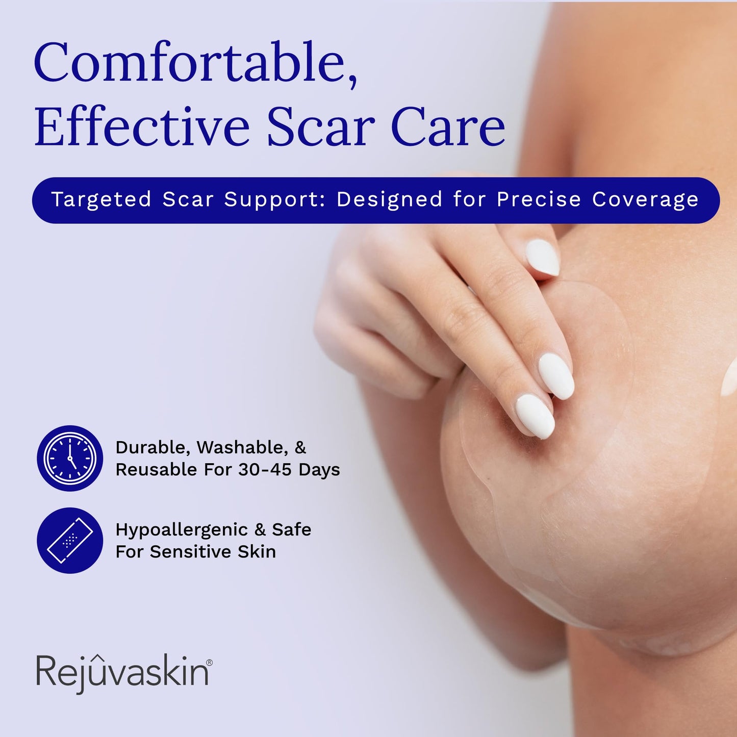Rejuvaskin Scar Heal Kit for Breast Scars, Soften, Flatten, Reduce and Recover, Silicone Sheeting, RejuvaSil Gel & Medical Tape, Breast Anchor Pair