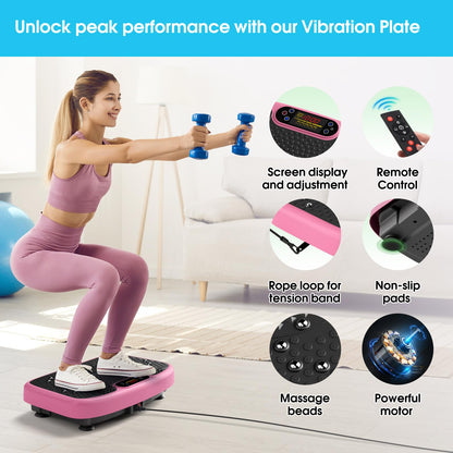SoftGym Waver Vibration Plate Exercise Machine for Lymphatic Drainage Weight Loss,120 Speed Levels Vibrating Platform with Resistance Bands,Full-Body Workout Equipment for Muscle Activation