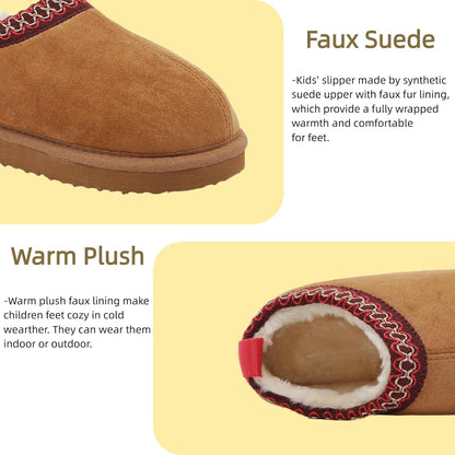 SMajong Kinder Hausschuhe Plüsch Warm Mädchen Flauschige Hausschuhe Jungen Plateau Pantoffeln Slip-on Schuhe Winter Innen Außen
