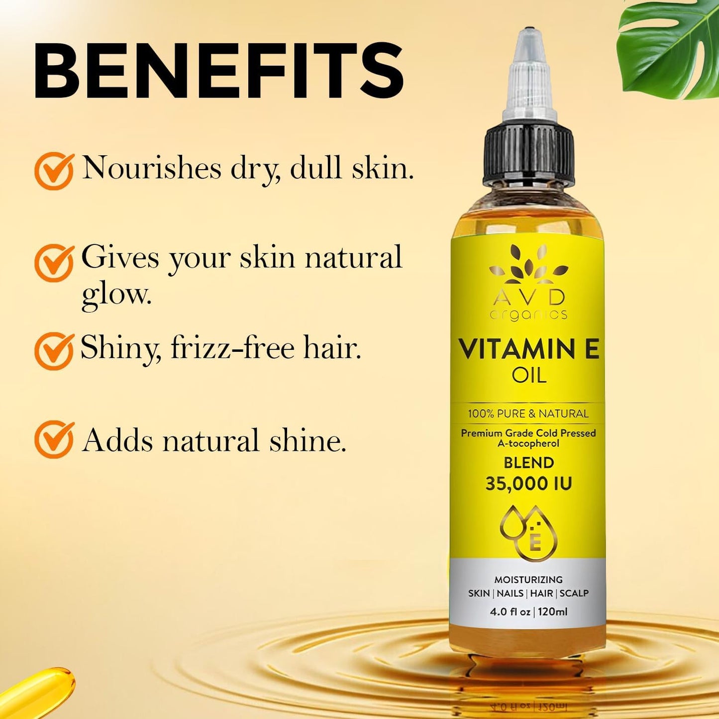 AVD Organics Rosmarinöl für Haarwachstum & Kopfhaut | Mit Biotin angereichert | Haarstärkend, pflegend und voluminös | Mit Jojoba- & Rizinusöl angereichert | GVO-frei 120ml