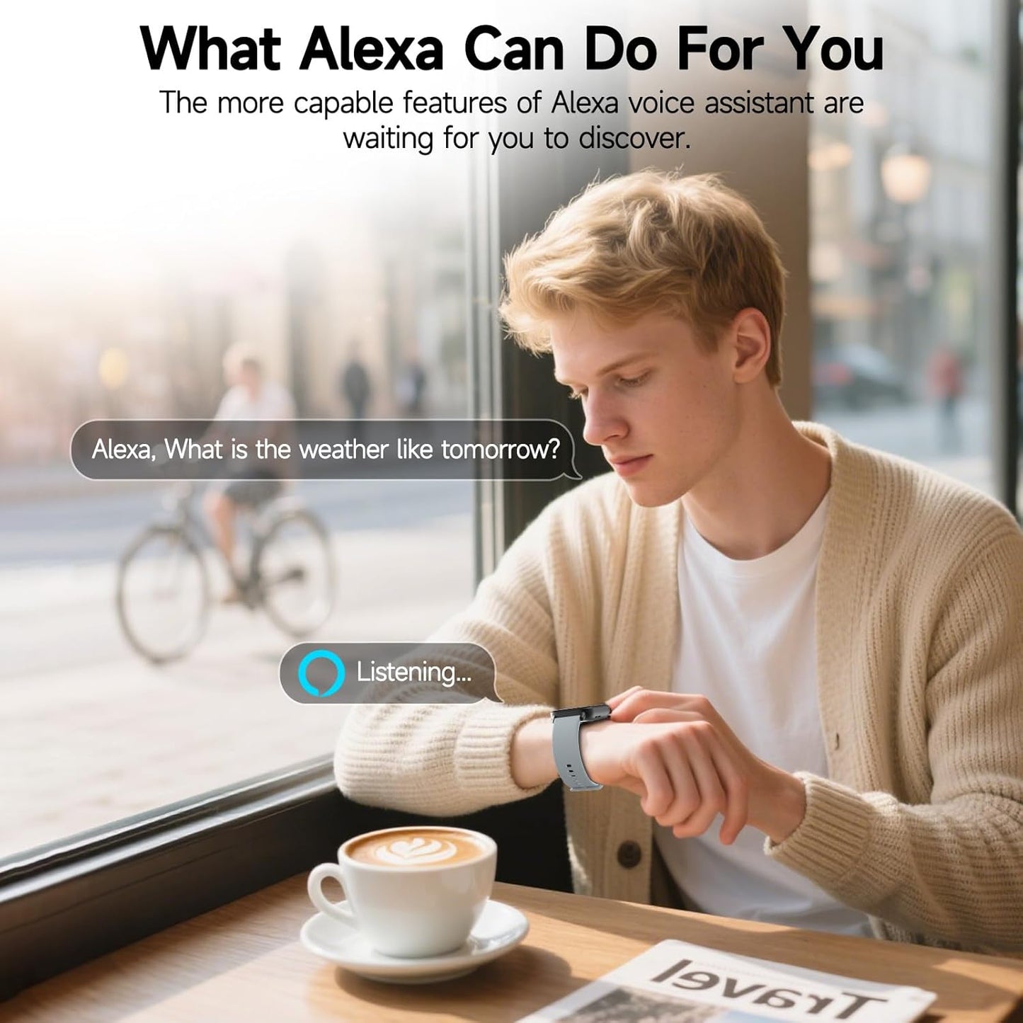 Smartwatch für Herren Damen (Anrufe entgegennehmen/tätigen), Alexa-Smartwatch kompatibel mit Android iOS, Fitness-Tracker mit Herzfrequenz-SpO2-Schlafmonitor, 1,8 Zoll HD DIY Zifferblatt Wasserdichte Uhr mit Bluetooth-Anruffunktion